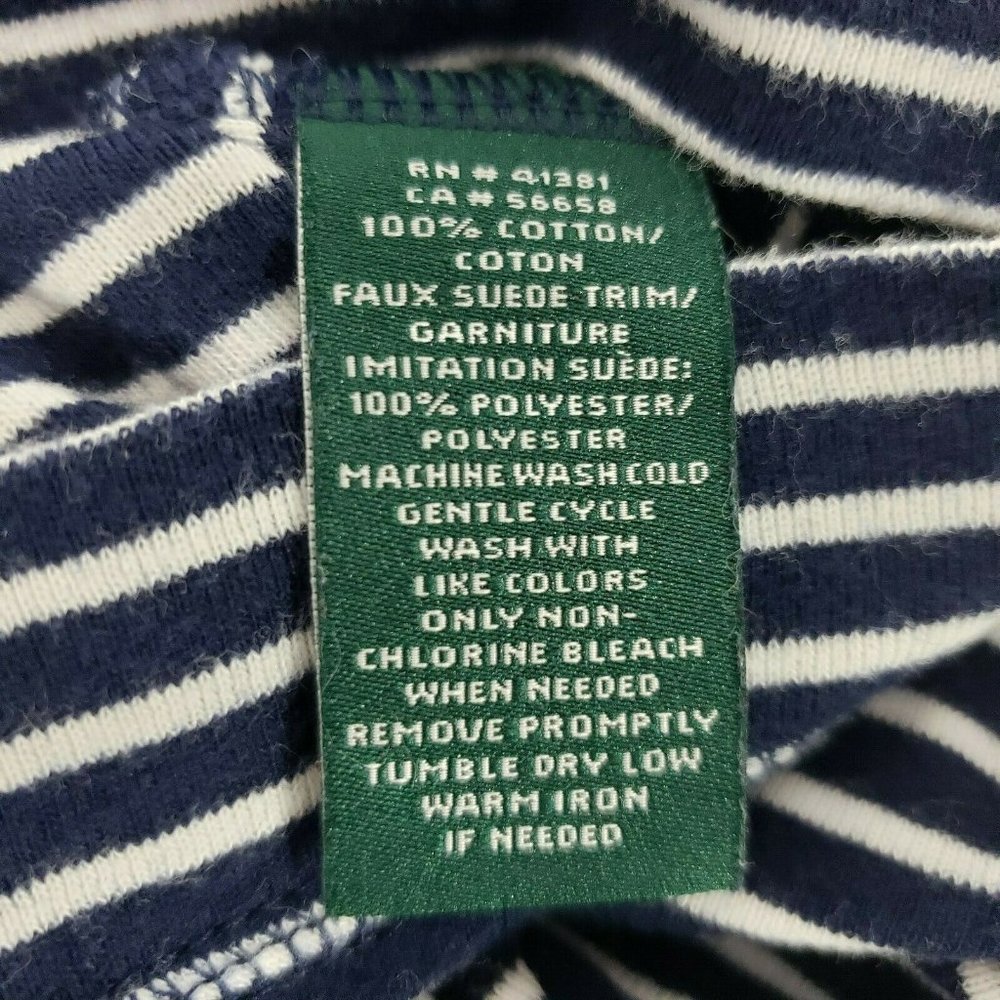 Lauren Ralph Lauren Womens top blue White Striped leather patch Shirt Medium‎ - Picture 9 of 10